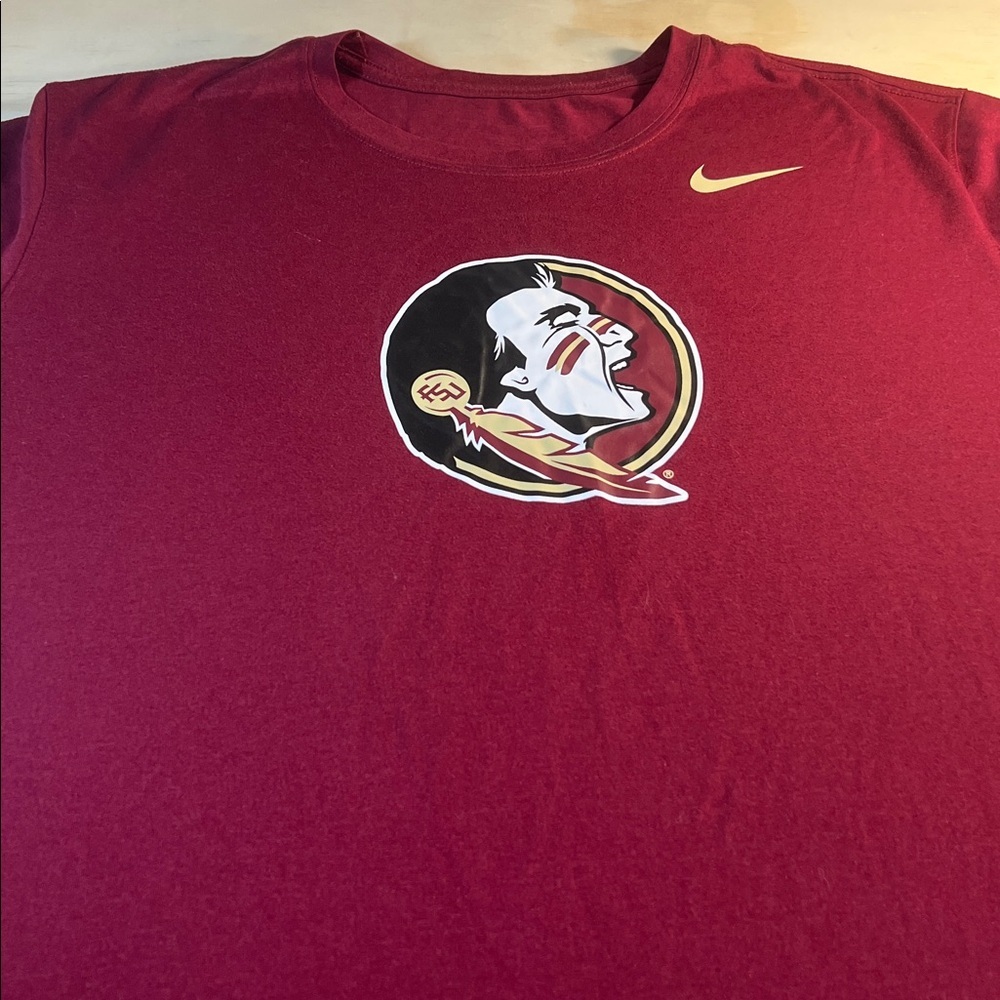 FSU Seminole Nike Maroon Graphic Tee with Gold Logo Sz XL